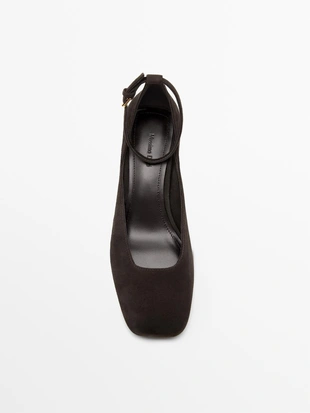 BROWN|1402/750 - Massimo Dutti Туфли на каблуке с квадратным мысом