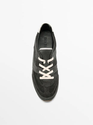 Кроссовки из кожи с контрастными вставками- Заказать в России