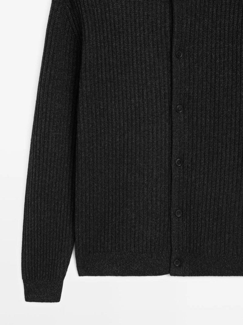 Кардиган из вязаного хлопково-шерстяного смеси с пуговицами