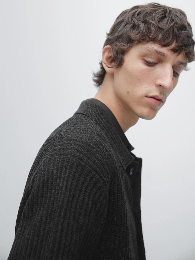 Кардиган из вязаного хлопково-шерстяного смеси с пуговицами