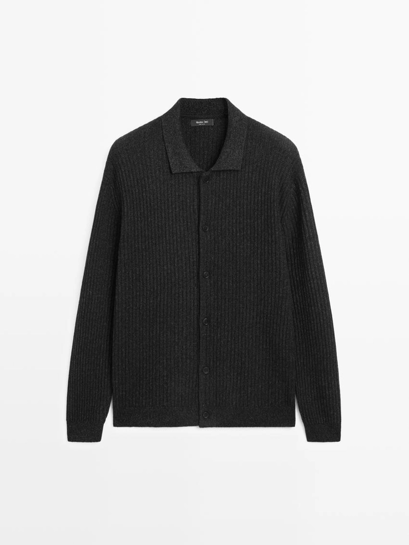 Кардиган из вязаного хлопково-шерстяного смеси с пуговицами
