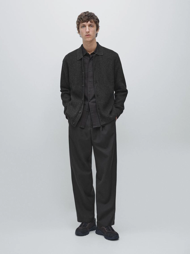 Кардиган из вязаного хлопково-шерстяного смеси с пуговицами