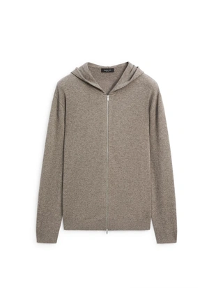 DARK KHAKI | 1191/226/507 - Massimo Dutti Кардиган из вязаного материала с капюшоном из шерсти