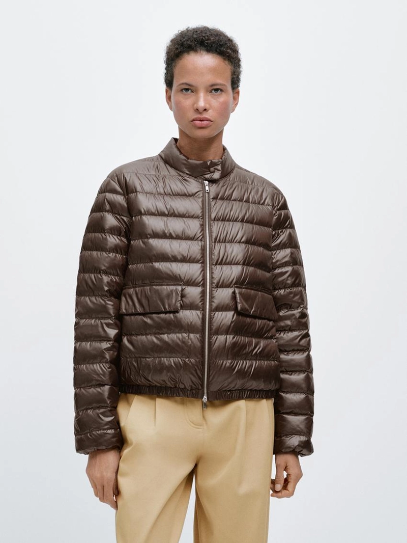 Пуховик-бомбер с водоотталкивающей отделкой