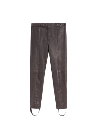 Кожаные леггинсы из овчины с деталями на резинке- Заказать в России