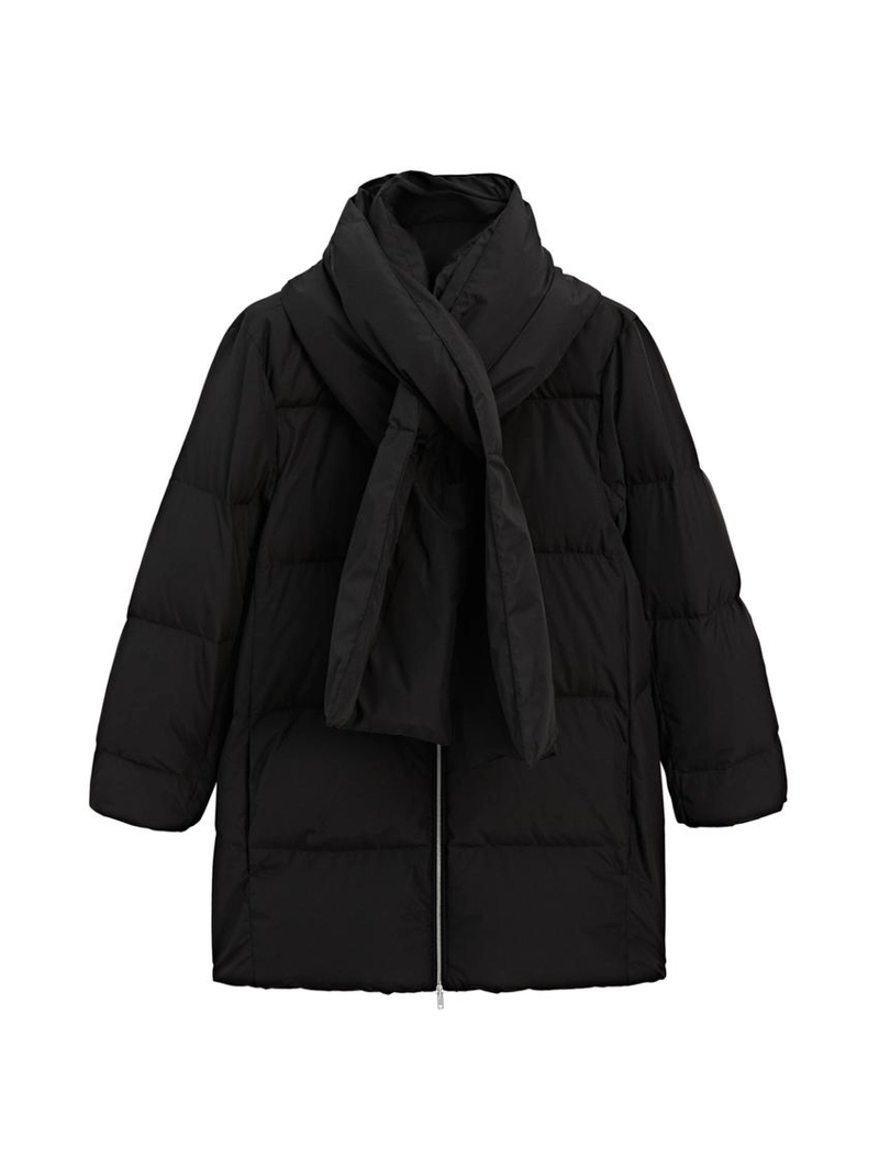 Пуховик с водоотталкивающей отделкой с деталями шарфа