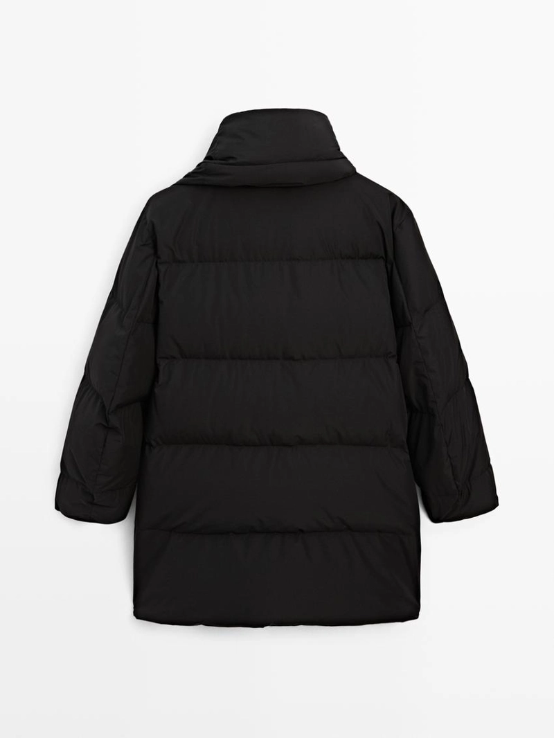 Пуховик с водоотталкивающей отделкой с деталями шарфа