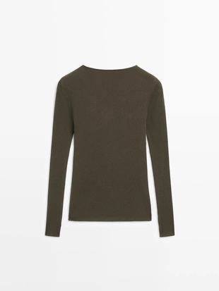 Футболка с длинным рукавом и ребристыми деталями- Заказать в России