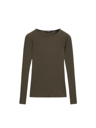 Футболка с длинным рукавом и ребристыми деталями- Заказать в России