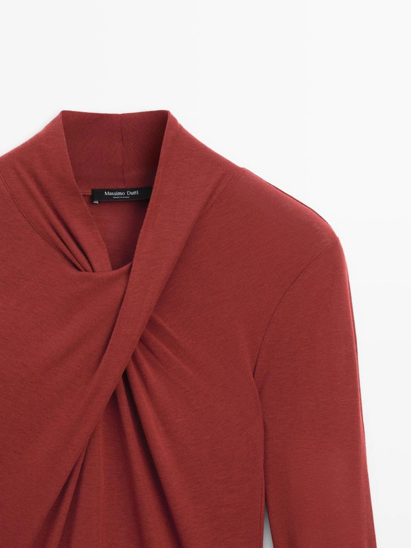 Топ с переплетением из ленселя и шерсти