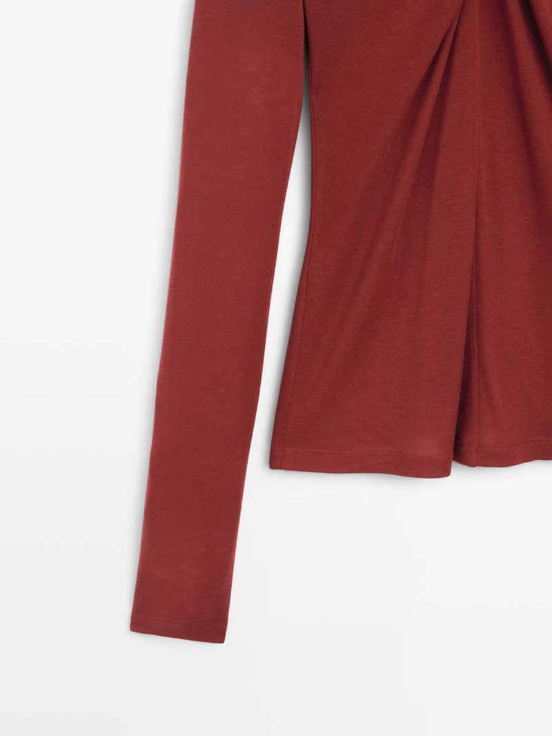 Топ с переплетением из ленселя и шерсти