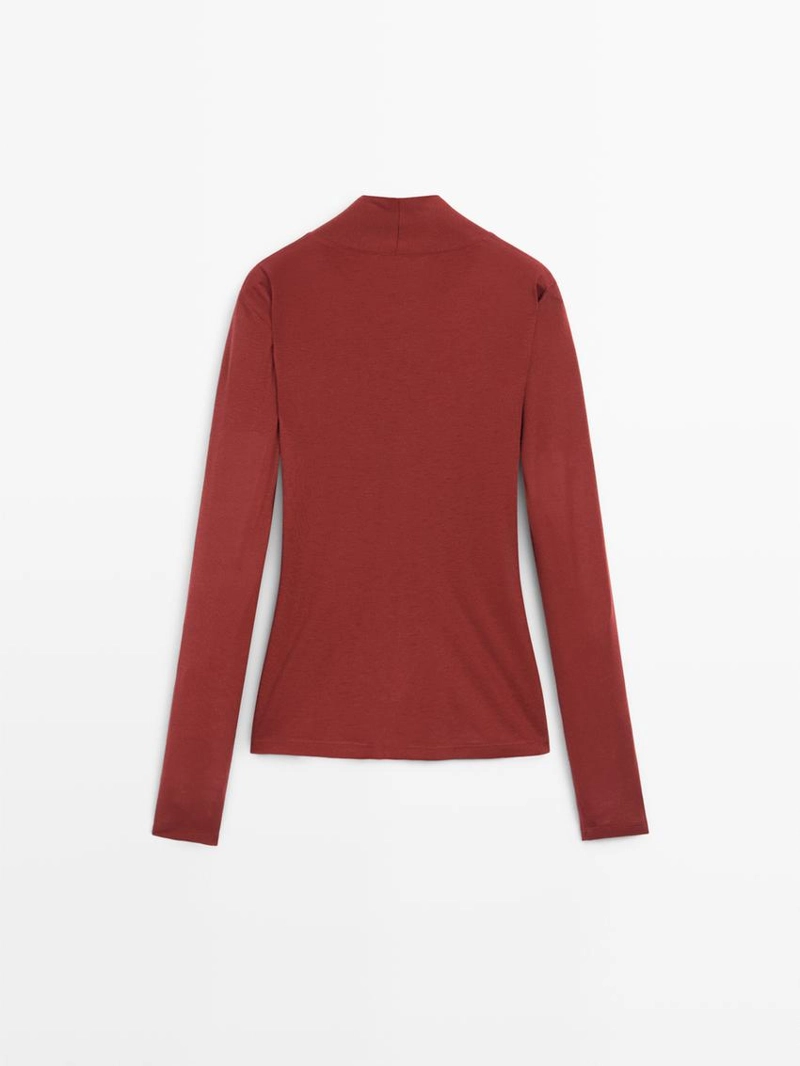 Топ с переплетением из ленселя и шерсти