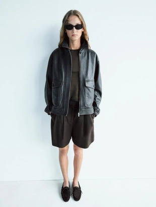 Туфли из разделанной кожи с объемным бантом- Заказать в России