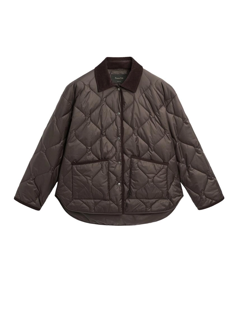 Пуховик с водоотталкивающей пропиткой с деталями из вельвета