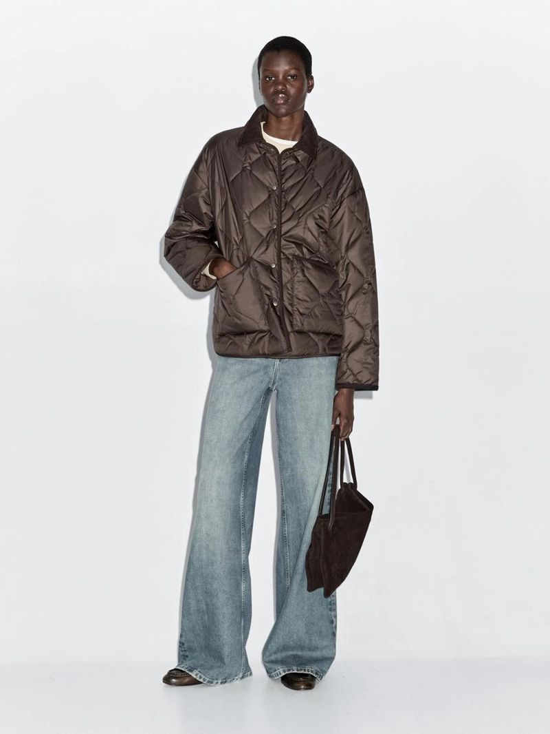 Пуховик с водоотталкивающей пропиткой с деталями из вельвета