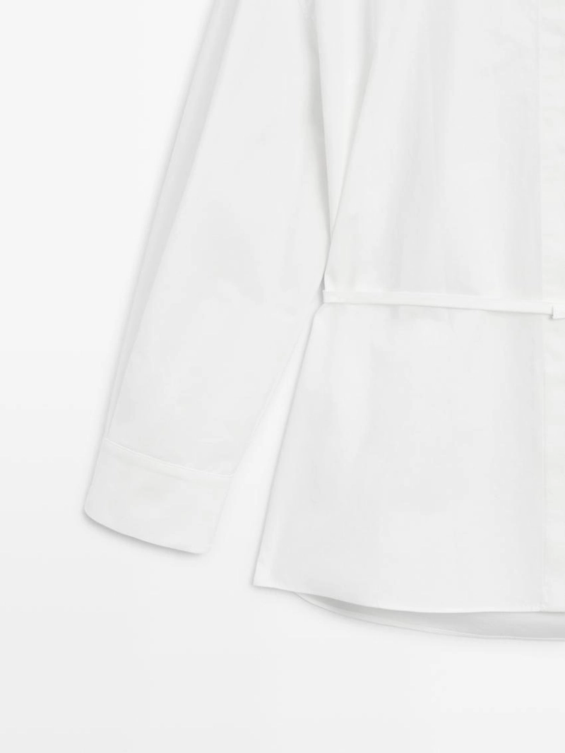 Рубашка с высоким воротником и деталями ленты