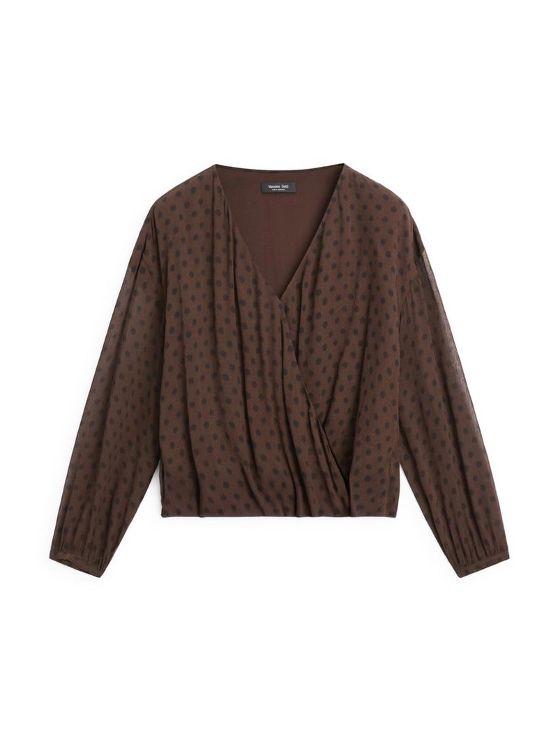 Блуза с запахом в горошек