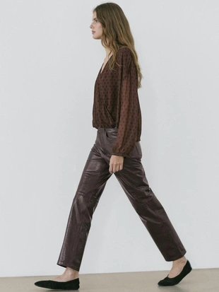 Блуза с запахом в горошек- Заказать в России