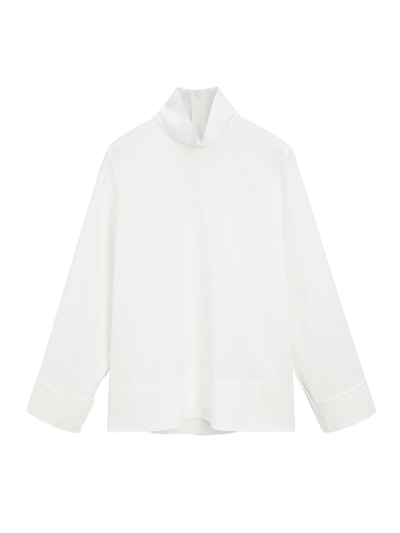 Блузка с высоким воротником и деталями на подоле