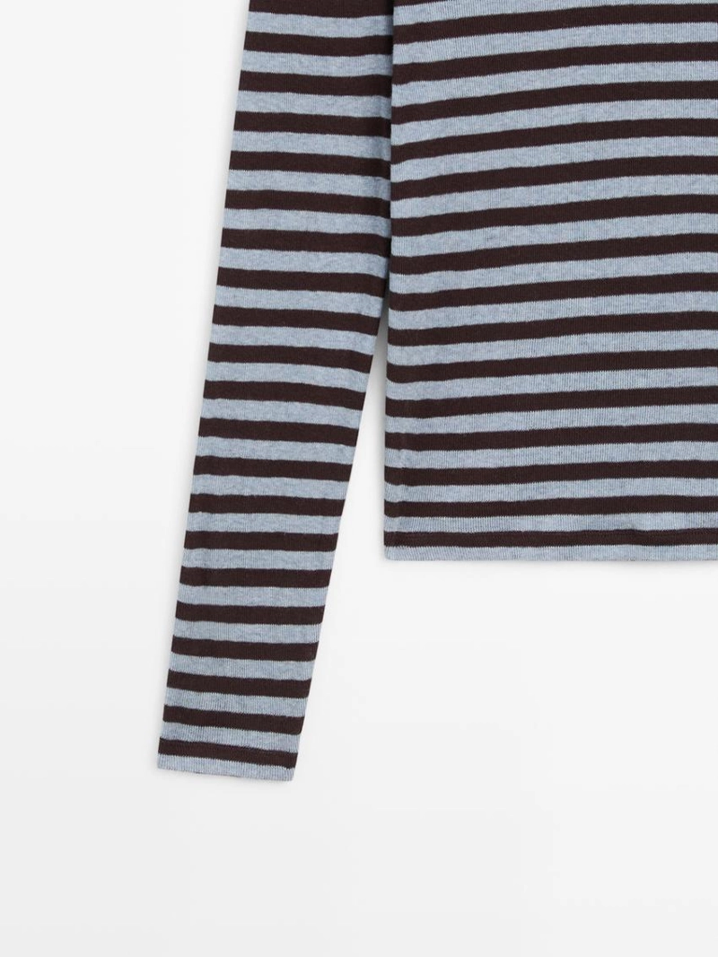 Футболка с длинным рукавом в полоску из хлопкового смесового материала