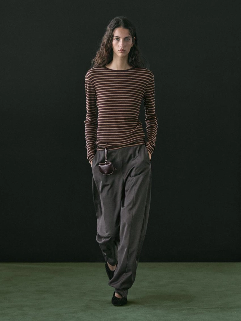 Футболка с длинным рукавом в полоску из хлопкового смесового материала