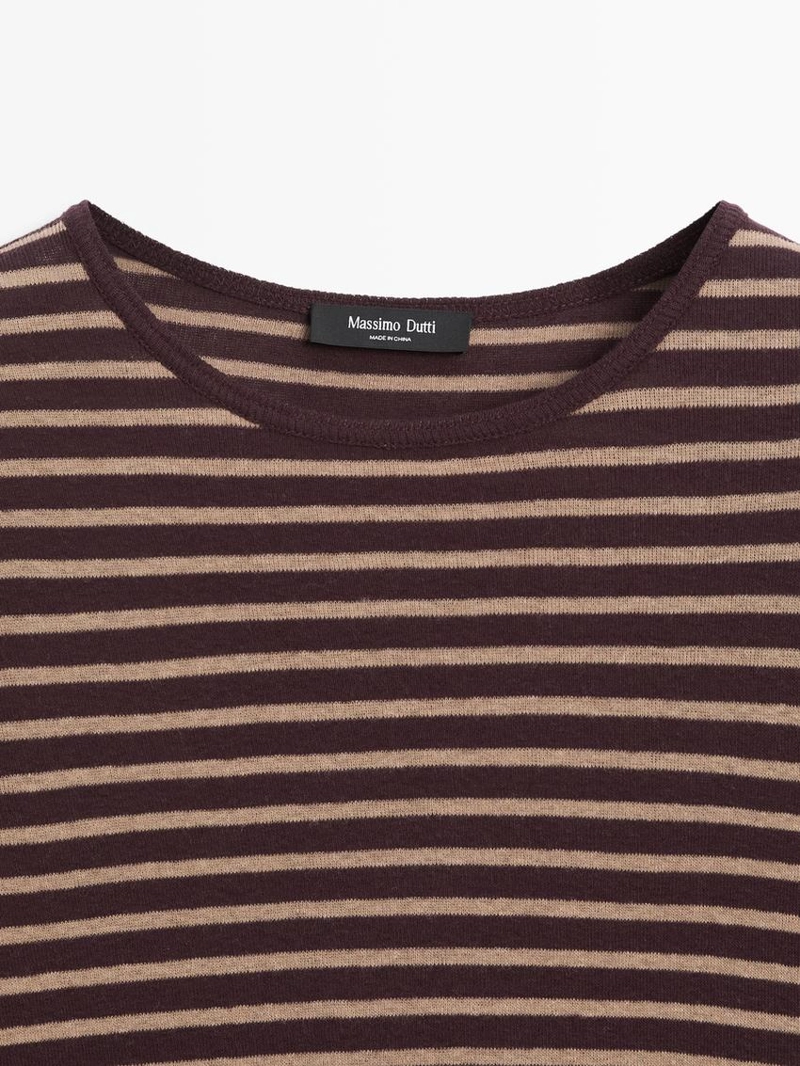 Футболка с длинным рукавом в полоску из хлопкового смесового материала