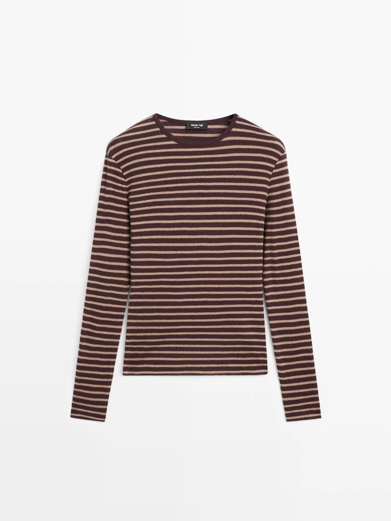 Футболка с длинным рукавом в полоску из хлопкового смесового материала