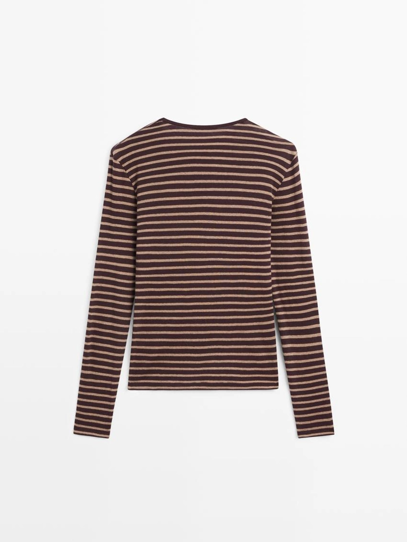 Футболка с длинным рукавом в полоску из хлопкового смесового материала