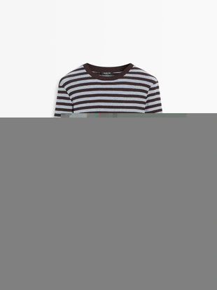 Футболка с длинным рукавом в полоску из хлопкового смесового материала- Заказать в России