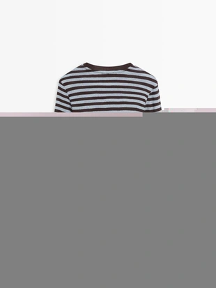 Футболка с длинным рукавом в полоску из хлопкового смесового материала- Заказать в России