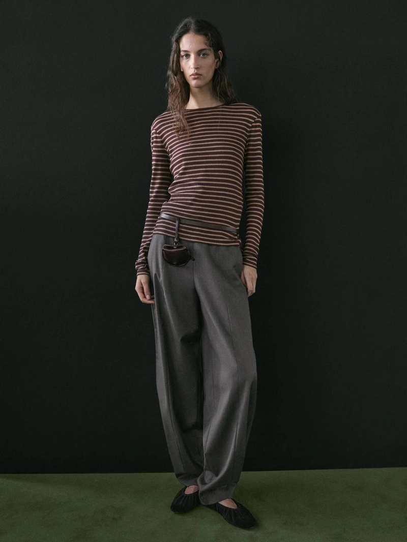 Футболка с длинным рукавом в полоску из хлопкового смесового материала