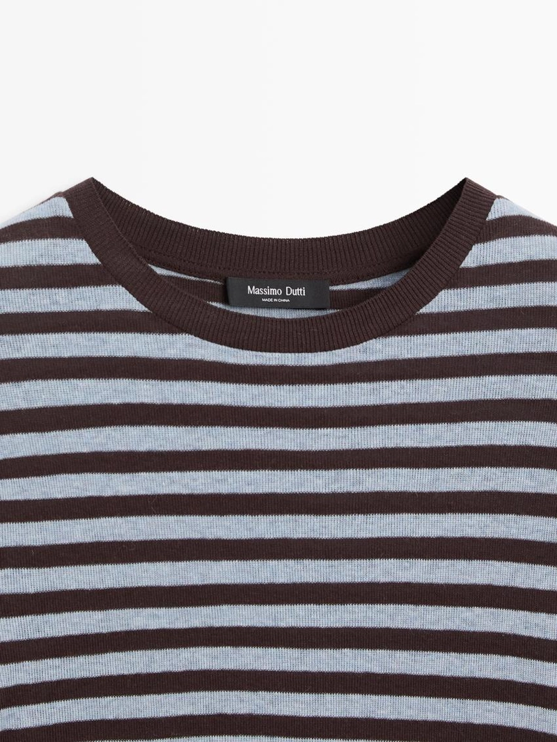 Футболка с длинным рукавом в полоску из хлопкового смесового материала