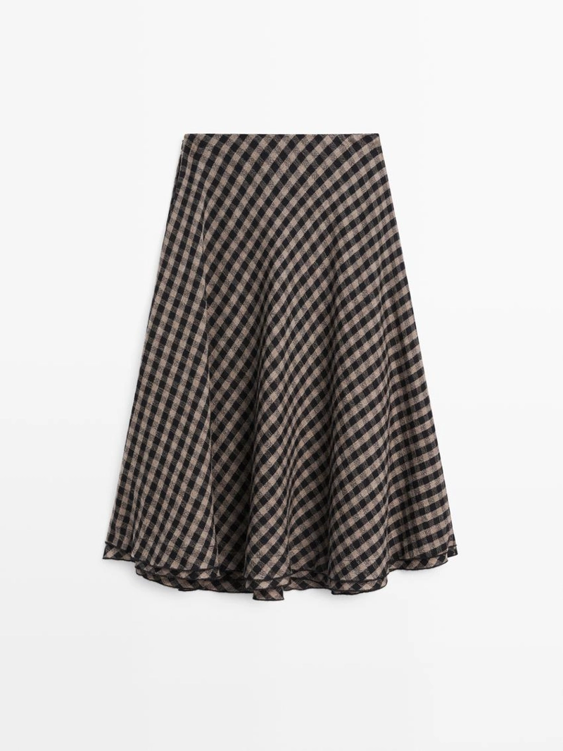 Юбка расклешенная с клетчатыми деталями