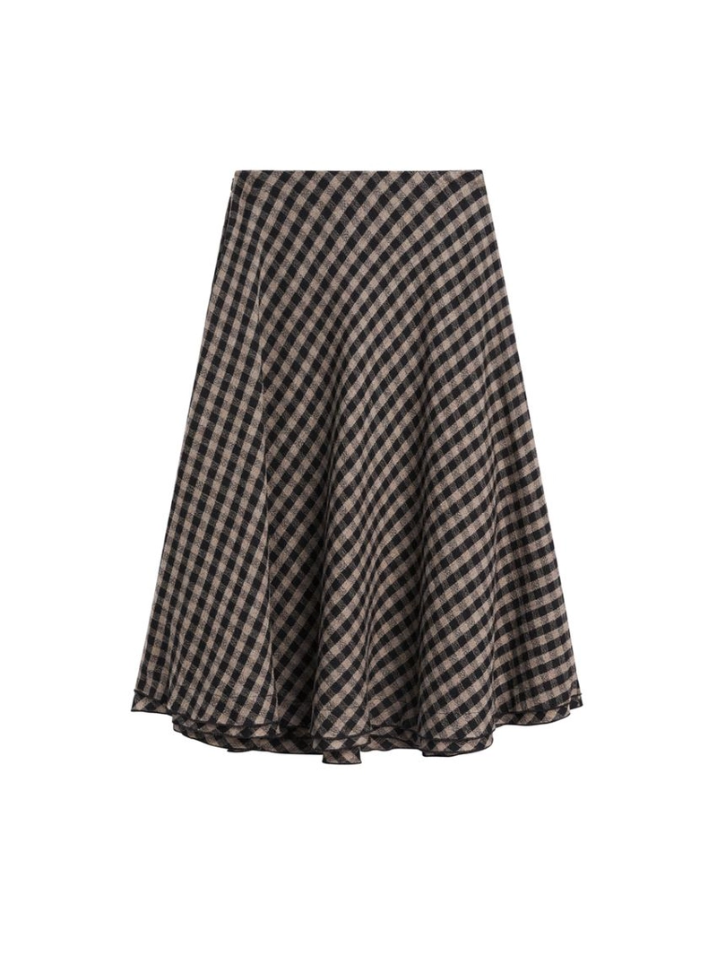 Юбка расклешенная с клетчатыми деталями