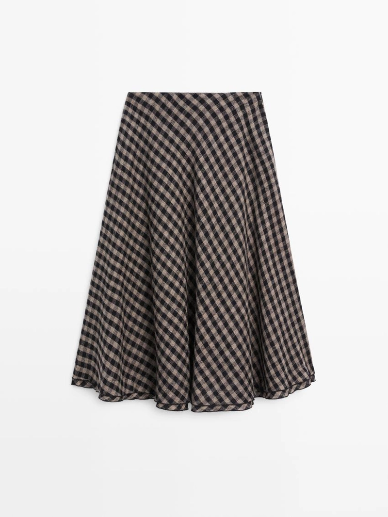 Юбка расклешенная с клетчатыми деталями