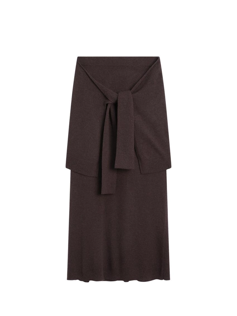 Юбка из трикотажа с деталями на завязках на рукавах