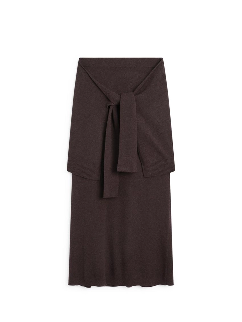 Юбка из трикотажа с деталями на завязках на рукавах