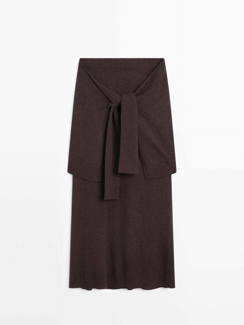 Юбка из трикотажа с деталями на завязках на рукавах