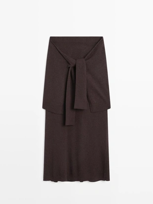 Юбка из трикотажа с деталями на завязках на рукавах- Заказать в России