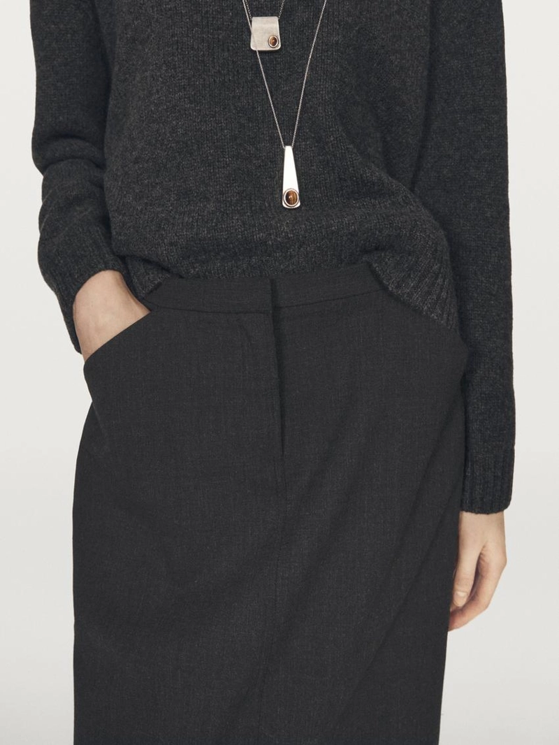 Прямая юбка-миди из шерстяной смеси с карманами