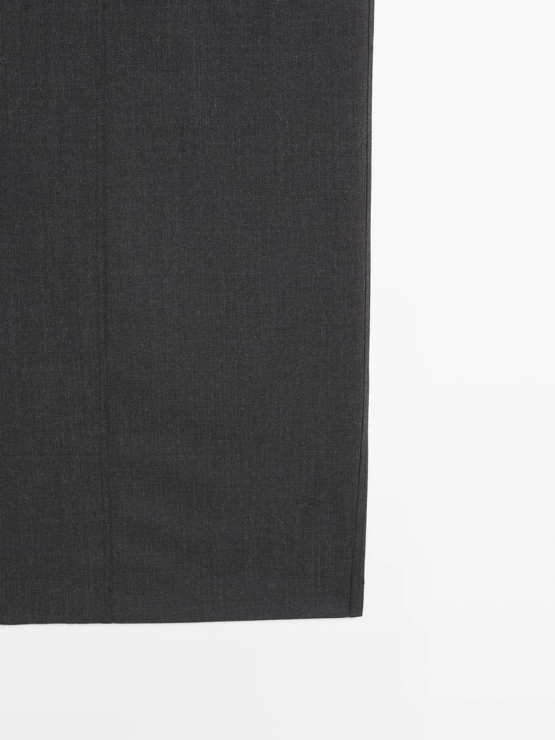 Прямая юбка-миди из шерстяной смеси с карманами