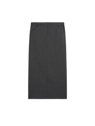 Прямая юбка-миди из шерстяной смеси с карманами- Заказать в России