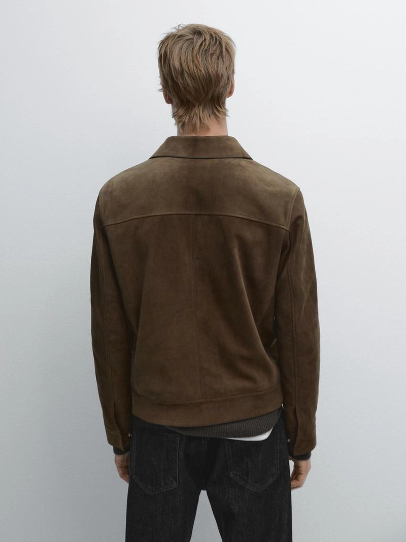 Короткая замшевая кожаная куртка