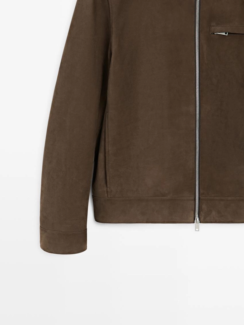 Короткая замшевая кожаная куртка