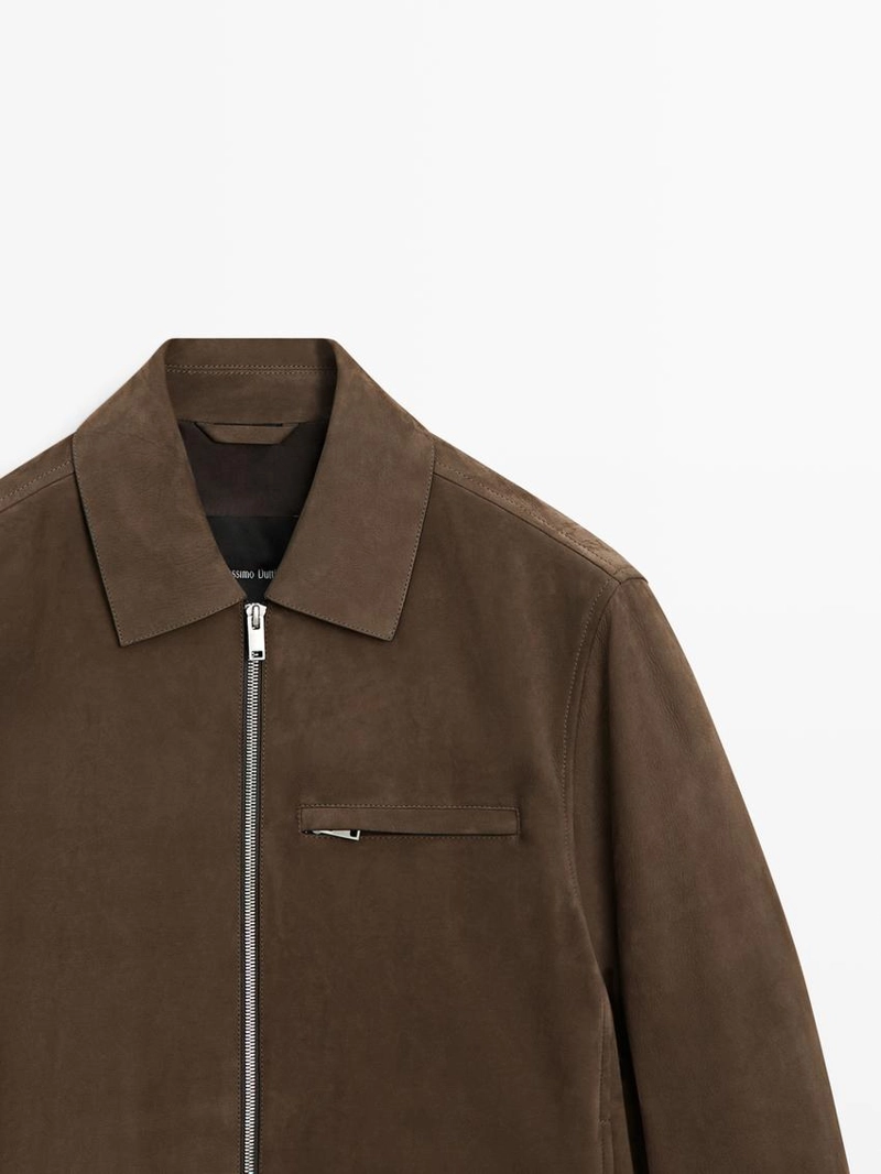 Короткая замшевая кожаная куртка