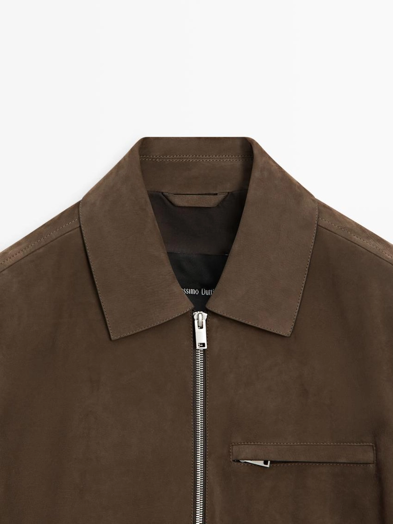 Короткая замшевая кожаная куртка