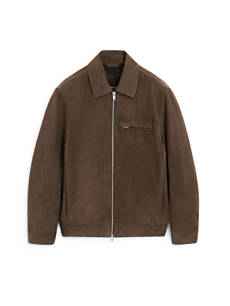 Короткая замшевая кожаная куртка