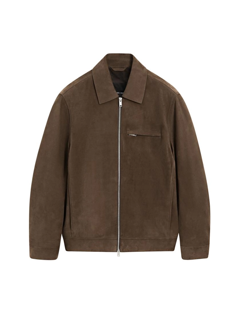 Короткая замшевая кожаная куртка