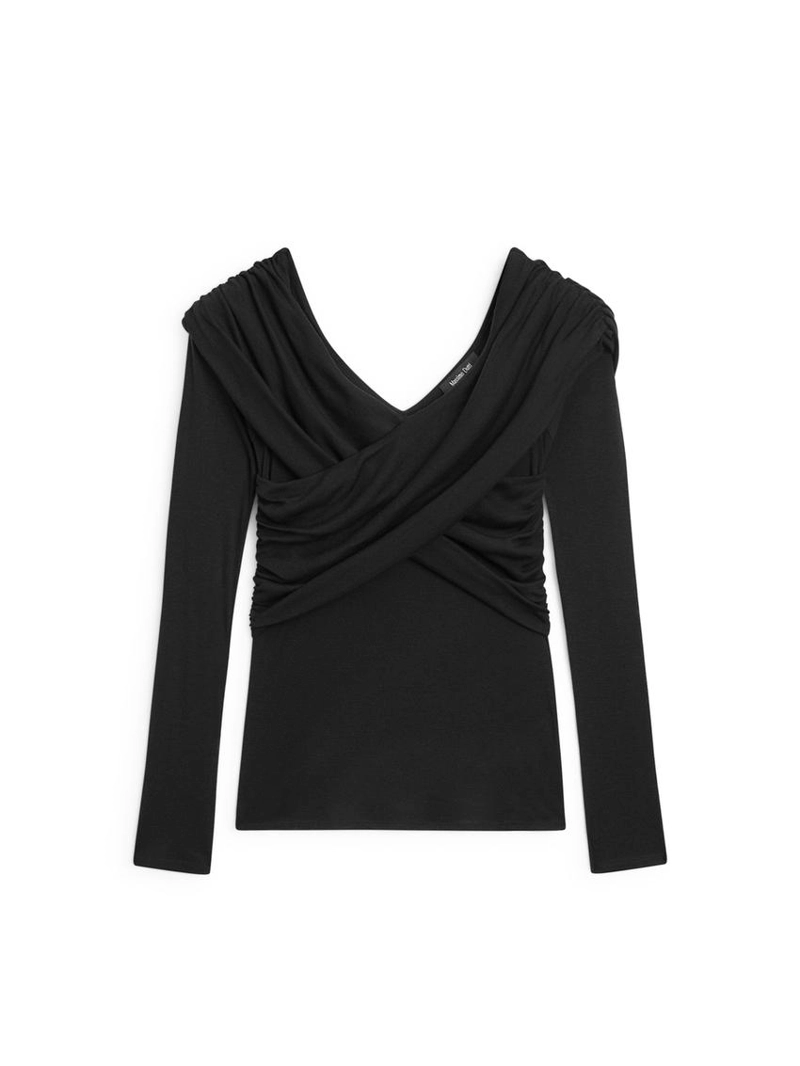 Топ с открытыми плечами из лиоцелла и шерсти