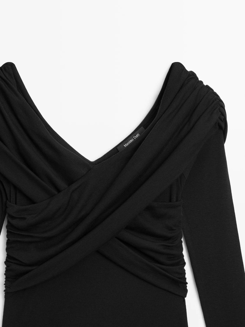 Топ с открытыми плечами из лиоцелла и шерсти